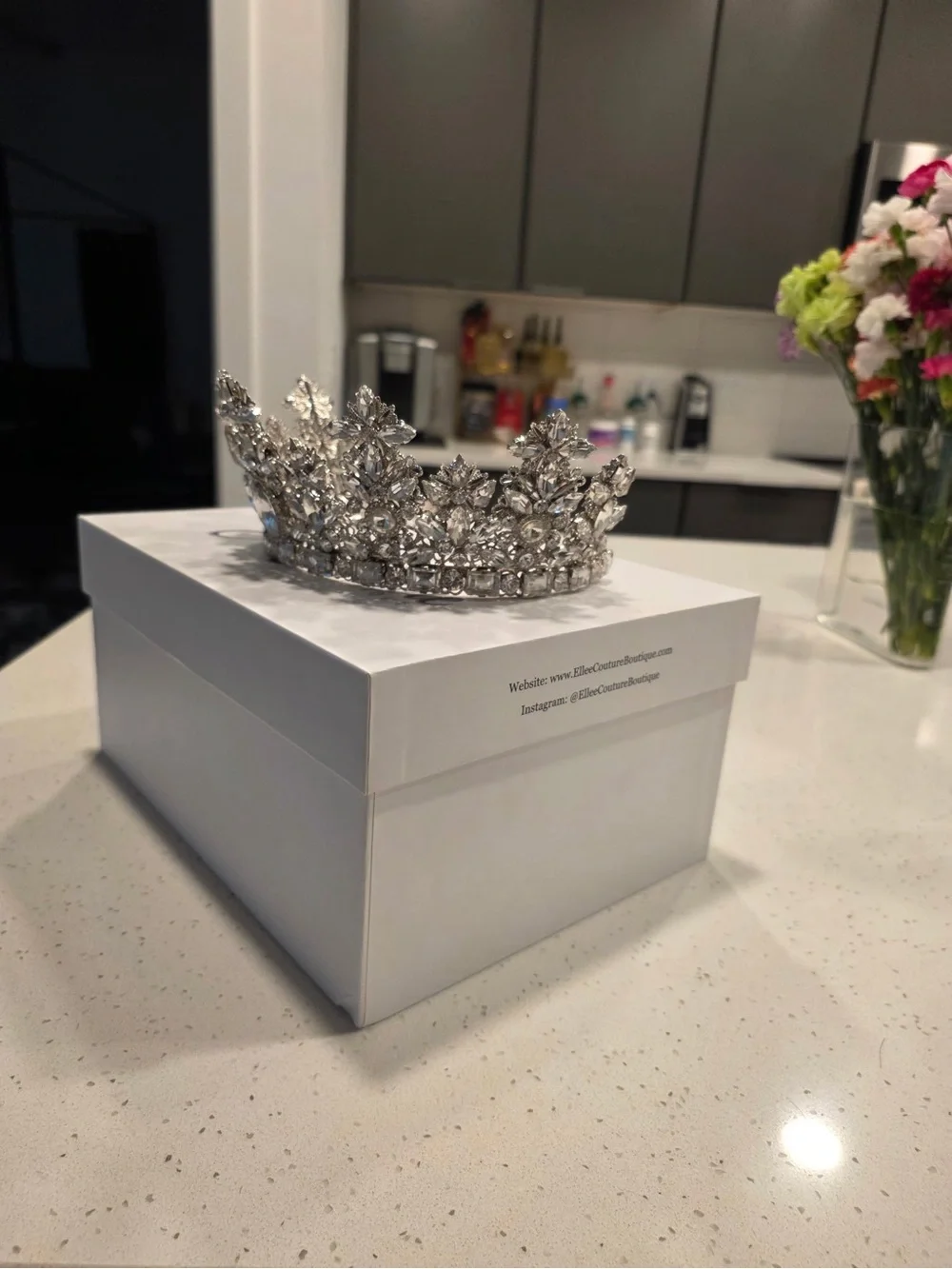 Silver Crystal Tiara Crown - Elegant Women's Accessory
